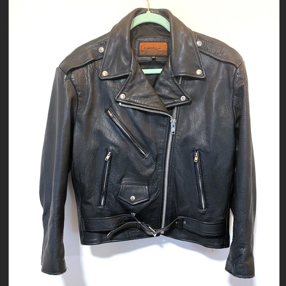 Vintage Leather 90s Motorcycle Jacket size small
